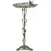 Songbird Valley Iron Leaf Design Verdigris Birdbath