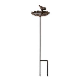 Songbird Valley Cast Iron Leaf Round Bird Bath on Stake