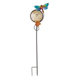 Accent Plus Metal Thermometer Garden Stake - Dragonfly