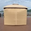 10 x 10 Ft Outdoor Patio Garden Gazebo Canopy With Curtains; Khaki Top