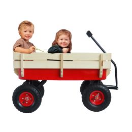 Outdoor Wagon All Terrain Pulling w/Wood Railing Air Tires Children Kid Garden