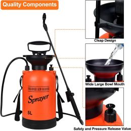 iPower 1.35 Gallon Lawn Garden Pump Sprayer with 2 Different Spray Patterns; Adjustable Shoulder Strap Pressure Relief Valve; Multi-Purpose for Yard;