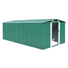 vidaXL Garden Shed 101.2" x 192.5" x 71.3" Metal Green