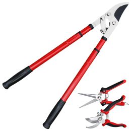 Gardtech 3PCS Gardening Shears Set;  Extendable Bypass Loppers;  Mini Pointed Pruning Shear and Mini Bypass Pruner;  Telescoping Loppers Gardening She