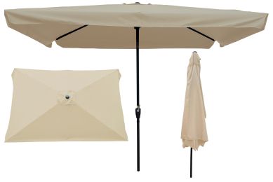 10 x 6.5ft Rectangular Patio Umbrella Outdoor Market Umbrellas with Crank and Push Button Tilt for Garden Swimming Pool Market RT