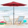 Free shipping 9FT Central Umbrella Waterproof Folding Sunshade for Garden, Backyard, Pool and Deck, Wine Red YJ