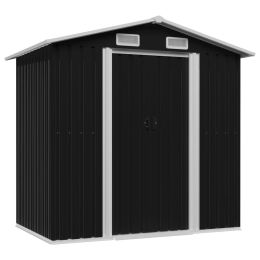 vidaXL Garden Storage Shed Anthracite Steel 80.3"x52"x73.2"