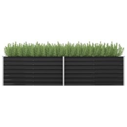 vidaXL Garden Raised Bed Anthracite 126"x31.5"x30.3" Galvanized Steel