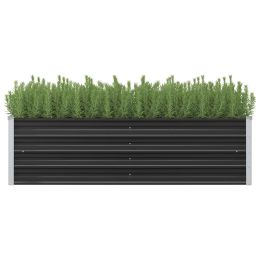 vidaXL Garden Raised Bed Anthracite 63"x15.7"x17.7" Galvanized Steel