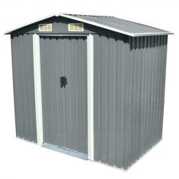 vidaXL Garden Storage Shed Gray Metal 80.3"x52"x73.2"