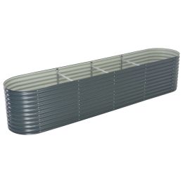 vidaXL Garden Raised Bed 157.5"x31.5"x31.9" Galvanized Steel Gray