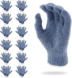 Cotton Work Gloves with Elastic Knit Wrist Pack of 24 Gloves 10 Oz Garden Gloves 10" Size Blue Gray Color Washable Reusable Gloves for Painter Mechani