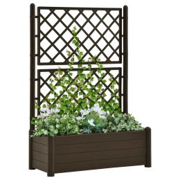 vidaXL Garden Planter with Trellis 39.4"x16.9"x55.9" PP Mocha