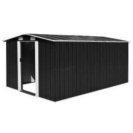 vidaXL Garden Shed 101.2"x154.3"x71.3" Metal Anthracite