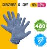 Cotton Work Gloves with Elastic Knit Wrist Pack of 24 Gloves 10 Oz Garden Gloves 10" Size Blue Gray Color Washable Reusable Gloves for Painter Mechani