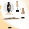 15 FT Outdoor Umbrella Double-Sided Patio Market Umbrella with Base, Crank, 100% Polyester Canopy