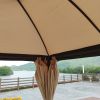 10 x 10 Ft Outdoor Patio Garden Gazebo Canopy With Curtains; Khaki Top