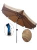 10 ft Patio Umbrella Market Round Umbrella Outdoor Garden Umbrella with Crank and Push Button Tilt for Garden Backyard Pool Shade Outside Brown RT