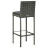 vidaXL Garden Bar Stools with Cushions 2 pcs Gray Poly Rattan