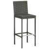 vidaXL Garden Bar Stools with Cushions 2 pcs Gray Poly Rattan