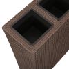 vidaXL Garden Raised Bed with 4 Pots Poly Rattan Brown