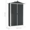 vidaXL Garden Shed Anthracite 42.3"x18.1"x72" Galvanized Steel