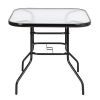 Outdoor Dining Table Square Toughened Glass Table Yard Garden Glass Table