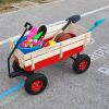 Outdoor Wagon All Terrain Pulling w/Wood Railing Air Tires Children Kid Garden