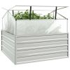 vidaXL Garden Raised Bed with Greenhouse 39.4"x39.4"x33.5" Silver