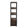 Home Office 4-Tier Bookshelf;  Simple Industrial Bookcase Standing Shelf Unit Storage Organizer with 4 Open Storage Shelves and Two Drawers;  Brown