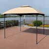 10 x 10 Ft Outdoor Patio Garden Gazebo Canopy With Curtains; Khaki Top