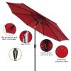 Free shipping 9FT Central Umbrella Waterproof Folding Sunshade for Garden, Backyard, Pool and Deck, Wine Red YJ