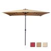 Outdoor Patio Umbrella 10 Ft x 6.5 Ft Rectangular with Crank Weather Resistant UV Protection Water Repellent Durable 6 Sturdy Ribs