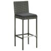 vidaXL Garden Bar Stools with Cushions 2 pcs Gray Poly Rattan