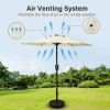 Simple Deluxe 7.5' Patio Outdoor Table Market Yard Umbrella with Push Button Tilt/Crank; 6 Sturdy Ribs for Garden; Deck; Backyard; Pool; 7.5ft; Beige