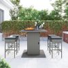 5-Piece Rattan Dining Table Set, PE Wicker Square Kitchen Table Set with Storage Shelf and 4 Padded Stools for Poolside, Garden, Gray Wicker+Dark Gray