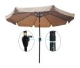 10 ft Patio Umbrella Market Round Umbrella Outdoor Garden Umbrella with Crank and Push Button Tilt for Garden Backyard Pool Shade Outside Brown RT