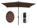 10 x 6.5t Rectangular Patio Umbrella Solar LED Lighted Outdoor Market Table Waterproof Umbrella Sunshade with Crank and Push Button Tilt for Garden De