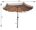 10 ft Patio Umbrella Market Round Umbrella Outdoor Garden Umbrella with Crank and Push Button Tilt for Garden Backyard Pool Shade Outside Brown RT