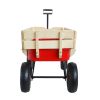 Outdoor Wagon All Terrain Pulling w/Wood Railing Air Tires Children Kid Garden