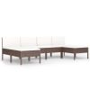 vidaXL 6 Piece Patio Lounge Set with Cushions Poly Rattan Brown