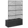 vidaXL Trellis Raised Bed with 3 Pots 32.7"x11.8"x51.2" Poly Rattan Black