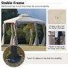 TOPMAX 11ft.Wx11ft. L Outdoor Patio Hexagon Gazebo with Polyester Curtain Side Wall; Double Roofs for Decks; Poolsides; Gardens; Beige