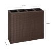 vidaXL Garden Raised Bed with 4 Pots Poly Rattan Brown