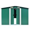 vidaXL Garden Shed 101.2" x 192.5" x 71.3" Metal Green