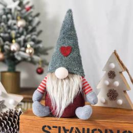 Christmas Gnome Plush Ornament Kids Room Decoration Home Decoration Doll (Color: gray)