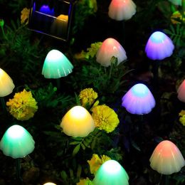 LED Outdoor Solar Garden Lights Waterproof Mushroom String Lawn Lamps Cute Fairy Light Landscape Lamp Path Yard Lawn Patio Decor (Wattage: 3.5M 10LEDs, Emitting Color: Multi color)