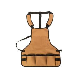 Canvas Garden Apron with Storage Pockets Craft Work Wear Garden Tool (Color: brown)