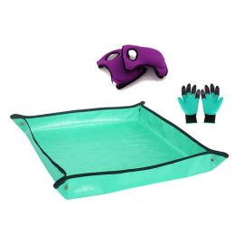 Gardening Padded Knee Pads, Digging & Planting Gloves and Potting Floor Pads (Color: Purple)