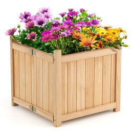 Backyard Wooden Planter Box Folding Raised Garden Plant Container (Color: natural, Type: Style A)